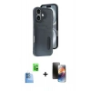 MARSİLYAN™- iPhone 16 Kılıf Yörünge Işık Serisi - Siyah 3D Antistatik Mat Seramik Nano Ekran Koruyucu + Raze Metal Kamera Lens - LT