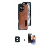MARSİLYAN™- iPhone 16 Kılıf Yörünge Işık Serisi - Siyah 3D Antistatik Mat Seramik Nano Ekran Koruyucu + PVD Metal Kamera Lens - YL