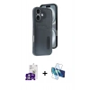 MARSİLYAN™- iPhone 16 Kılıf Yörünge Işık Serisi - Siyah 3D Antistatik Seramik Nano Ekran Koruyucu + Bilvis Titan Kamera Lens - GS