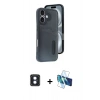 MARSİLYAN™- iPhone 16 Kılıf Yörünge Işık Serisi - Siyah 3D Antistatik Seramik Nano Ekran Koruyucu + PVD Metal Kamera Lens - MI