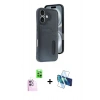 MARSİLYAN™- iPhone 16 Kılıf Yörünge Işık Serisi - Siyah 3D Antistatik Seramik Nano Ekran Koruyucu + Raze Metal Kamera Lens - PE