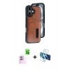 MARSİLYAN™- iPhone 16 Kılıf Yörünge Işık Serisi - Siyah 3D Antistatik Seramik Nano Ekran Koruyucu + Raze Metal Kamera Lens - PE