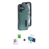 MARSİLYAN™- iPhone 16 Kılıf Yörünge Işık Serisi - Siyah 3D Antistatik Seramik Nano Ekran Koruyucu + Raze Metal Kamera Lens - PE