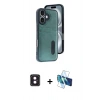 MARSİLYAN™- iPhone 16 Kılıf Yörünge Işık Serisi - Siyah 3D Antistatik Seramik Nano Ekran Koruyucu + PVD Metal Kamera Lens - PE