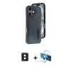 MARSİLYAN™- iPhone 16 Kılıf Yörünge Işık Serisi - Siyah 3D Antistatik Seramik Nano Ekran Koruyucu + PVD Metal Kamera Lens - PE