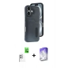 MARSİLYAN™- iPhone 16 Kılıf Yörünge Işık Serisi - Siyah Bilvis 5in1 3D Magic Cam Ekran Koruyucu + Raze Metal Kamera Lens - BZ