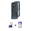 MARSİLYAN™- iPhone 16 Kılıf Yörünge Işık Serisi - Siyah Bilvis 5in1 3D Magic Cam Ekran Koruyucu + Bilvis Titan Kamera Lens - GS