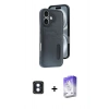 MARSİLYAN™- iPhone 16 Kılıf Yörünge Işık Serisi - Siyah Bilvis 5in1 3D Magic Cam Ekran Koruyucu + PVD Metal Kamera Lens - MI