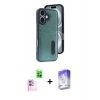 MARSİLYAN™- iPhone 16 Kılıf Yörünge Işık Serisi - Siyah Bilvis 5in1 3D Magic Cam Ekran Koruyucu + Raze Metal Kamera Lens - PE