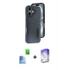 MARSİLYAN™- iPhone 16 Kılıf Yörünge Işık Serisi - Siyah Bilvis 5in1 3D Magic Cam Ekran Koruyucu + Raze Metal Kamera Lens - LT