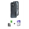 MARSİLYAN™- iPhone 16 Kılıf Yörünge Işık Serisi - Siyah Bilvis 5in1 3D Magic Cam Ekran Koruyucu + Raze Metal Kamera Lens - SH
