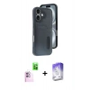 MARSİLYAN™- iPhone 16 Kılıf Yörünge Işık Serisi - Siyah Bilvis 5in1 3D Magic Cam Ekran Koruyucu + Raze Metal Kamera Lens - PE