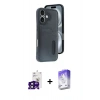 MARSİLYAN™- iPhone 16 Kılıf Yörünge Işık Serisi - Siyah Bilvis 5in1 3D Magic Cam Ekran Koruyucu + Bilvis Titan Kamera Lens - SH