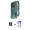 MARSİLYAN™- iPhone 16 Kılıf Yörünge Işık Serisi - Siyah Bilvis 5in1 3D Magic Cam Ekran Koruyucu + PVD Metal Kamera Lens - YL