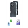 MARSİLYAN™- iPhone 16 Kılıf Yörünge Işık Serisi - Siyah Bilvis 5in1 5D Magic Hayalet Cam Ekran Koruyucu + Raze Metal Kamera Lens - LT