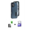 MARSİLYAN™- iPhone 16 Kılıf Yörünge Işık Serisi - Siyah Bilvis 5in1 5D Magic Hayalet Cam Ekran Koruyucu + Raze Metal Kamera Lens - SH