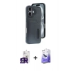 MARSİLYAN™- iPhone 16 Kılıf Yörünge Işık Serisi - Siyah Bilvis 5in1 5D Magic Hayalet Cam Ekran Koruyucu + Bilvis Titan Kamera Lens - YL