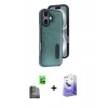 MARSİLYAN™- iPhone 16 Kılıf Yörünge Işık Serisi - Siyah Bilvis 5in1 5D Magic Hayalet Cam Ekran Koruyucu + Raze Metal Kamera Lens - SH