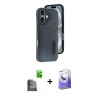MARSİLYAN™- iPhone 16 Kılıf Yörünge Işık Serisi - Siyah Bilvis 5in1 5D Magic Hayalet Cam Ekran Koruyucu + Raze Metal Kamera Lens - SH