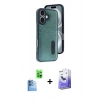 MARSİLYAN™- iPhone 16 Kılıf Yörünge Işık Serisi - Siyah Bilvis 5in1 5D Magic Hayalet Cam Ekran Koruyucu + Raze Metal Kamera Lens - LT