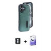 MARSİLYAN™- iPhone 16 Kılıf Yörünge Işık Serisi - Siyah Bilvis 5in1 5D Magic Hayalet Cam Ekran Koruyucu + PVD Metal Kamera Lens - MI