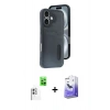 MARSİLYAN™- iPhone 16 Kılıf Yörünge Işık Serisi - Siyah Bilvis 5in1 5D Magic Hayalet Cam Ekran Koruyucu + Raze Metal Kamera Lens - BZ