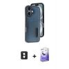 MARSİLYAN™- iPhone 16 Kılıf Yörünge Işık Serisi - Siyah Bilvis 5in1 5D Magic Hayalet Cam Ekran Koruyucu + PVD Metal Kamera Lens - MI