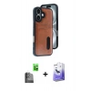 MARSİLYAN™- iPhone 16 Kılıf Yörünge Işık Serisi - Siyah Bilvis 5in1 5D Magic Hayalet Cam Ekran Koruyucu + Raze Metal Kamera Lens - SH