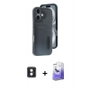 MARSİLYAN™- iPhone 16 Kılıf Yörünge Işık Serisi - Siyah Bilvis 5in1 5D Magic Hayalet Cam Ekran Koruyucu + PVD Metal Kamera Lens - MI