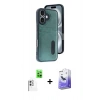MARSİLYAN™- iPhone 16 Kılıf Yörünge Işık Serisi - Siyah Bilvis 5in1 5D Magic Hayalet Cam Ekran Koruyucu + Raze Metal Kamera Lens - BZ