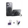 MARSİLYAN™- iPhone 16 Kılıf Zirve Çizgi Prime - Şeffaf Pasifik Cam Ekran Koruyucu + Bilvis Titan Kamera Lens - YL