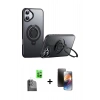 MARSİLYAN™- iPhone 16 Kılıf Zirve Çizgi Prime - Siyah 3D Antistatik Mat Seramik Nano Ekran Koruyucu + Raze Metal Kamera Lens - SH
