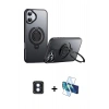 MARSİLYAN™- iPhone 16 Kılıf Zirve Çizgi Prime - Siyah 3D Antistatik Seramik Nano Ekran Koruyucu + PVD Metal Kamera Lens - MI