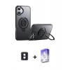 MARSİLYAN™- iPhone 16 Kılıf Zirve Çizgi Prime - Siyah Bilvis 5in1 3D Magic Cam Ekran Koruyucu + PVD Metal Kamera Lens - MI