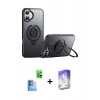 MARSİLYAN™- iPhone 16 Kılıf Zirve Çizgi Prime - Siyah Bilvis 5in1 3D Magic Cam Ekran Koruyucu + Raze Metal Kamera Lens - LT