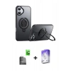 MARSİLYAN™- iPhone 16 Kılıf Zirve Çizgi Prime - Siyah Bilvis 5in1 3D Magic Cam Ekran Koruyucu + Raze Metal Kamera Lens - SH