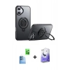 MARSİLYAN™- iPhone 16 Kılıf Zirve Çizgi Prime - Siyah Bilvis 5in1 5D Magic Hayalet Cam Ekran Koruyucu + Raze Metal Kamera Lens - LT