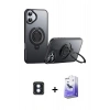 MARSİLYAN™- iPhone 16 Kılıf Zirve Çizgi Prime - Siyah Bilvis 5in1 5D Magic Hayalet Cam Ekran Koruyucu + PVD Metal Kamera Lens - MI