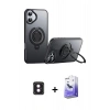 MARSİLYAN™- iPhone 16 Kılıf Zirve Çizgi Prime - Siyah Bilvis 5in1 5D Magic Hayalet Cam Ekran Koruyucu + PVD Metal Kamera Lens - PE
