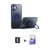 MARSİLYAN™- iPhone 16 Kılıf Zirve Çizgi Prime - Siyah Bilvis 5in1 5D Magic Hayalet Cam Ekran Koruyucu + PVD Metal Kamera Lens - PE