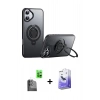 MARSİLYAN™- iPhone 16 Kılıf Zirve Çizgi Prime - Siyah Bilvis 5in1 5D Magic Hayalet Cam Ekran Koruyucu + Raze Metal Kamera Lens - SH