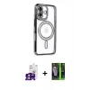 MARSİLYAN™- iPhone 16 Kılıf Zirve Doku Prime - Şeffaf 360 Full Body Arka Koruyucu + Bilvis Titan Kamera Lens - PE