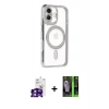 MARSİLYAN™- iPhone 16 Kılıf Zirve Doku Prime - Şeffaf 360 Full Body Arka Koruyucu + Bilvis Titan Kamera Lens - PE