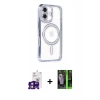 MARSİLYAN™- iPhone 16 Kılıf Zirve Doku Prime - Şeffaf 360 Full Body Arka Koruyucu + Bilvis Titan Kamera Lens - PE