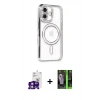 MARSİLYAN™- iPhone 16 Kılıf Zirve Doku Prime - Şeffaf 360 Full Body Arka Koruyucu + Bilvis Titan Kamera Lens - PE