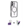 MARSİLYAN™- iPhone 16 Kılıf Zirve Doku Prime - Şeffaf Pasifik Cam Ekran Koruyucu + Bilvis Titan Kamera Lens - GS