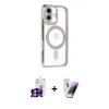MARSİLYAN™- iPhone 16 Kılıf Zirve Doku Prime - Şeffaf Pasifik Cam Ekran Koruyucu + Bilvis Titan Kamera Lens - PE