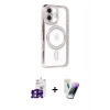 MARSİLYAN™- iPhone 16 Kılıf Zirve Doku Prime - Şeffaf Pasifik Cam Ekran Koruyucu + Bilvis Titan Kamera Lens - PE