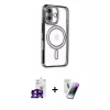 MARSİLYAN™- iPhone 16 Kılıf Zirve Doku Prime - Şeffaf Pasifik Cam Ekran Koruyucu + Bilvis Titan Kamera Lens - PE