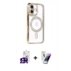 MARSİLYAN™- iPhone 16 Kılıf Zirve Doku Prime - Şeffaf Pasifik Cam Ekran Koruyucu + Bilvis Titan Kamera Lens - PE